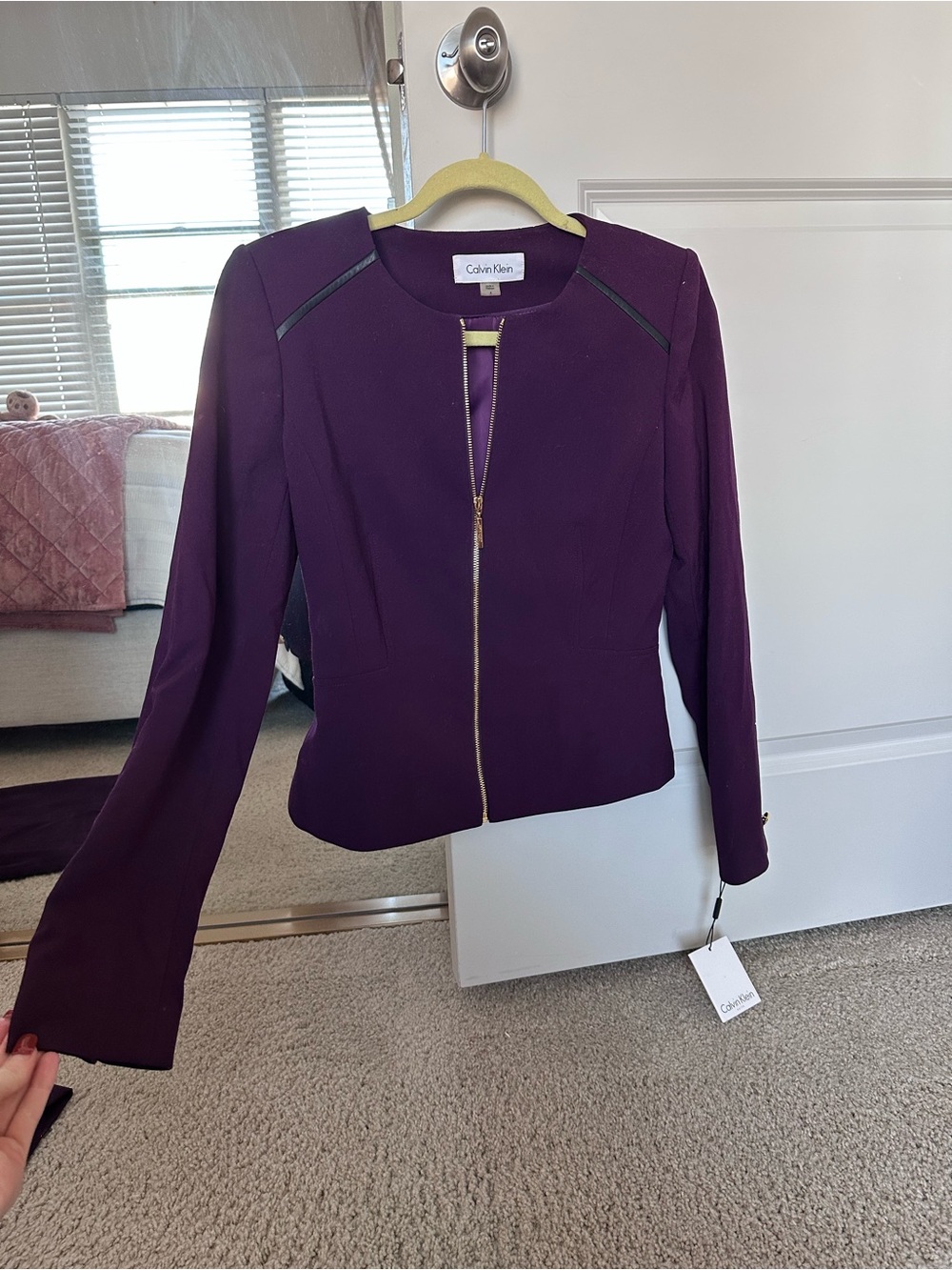 Calvin Klein Deep Purple Zip Front Blazer